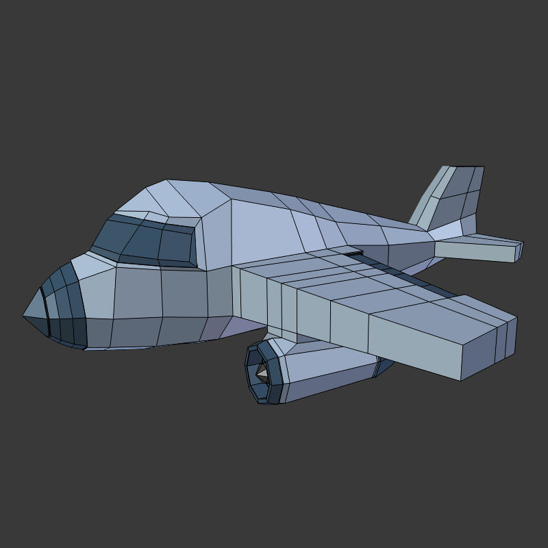 Cartoon Airplane Low-poly 3D model_5