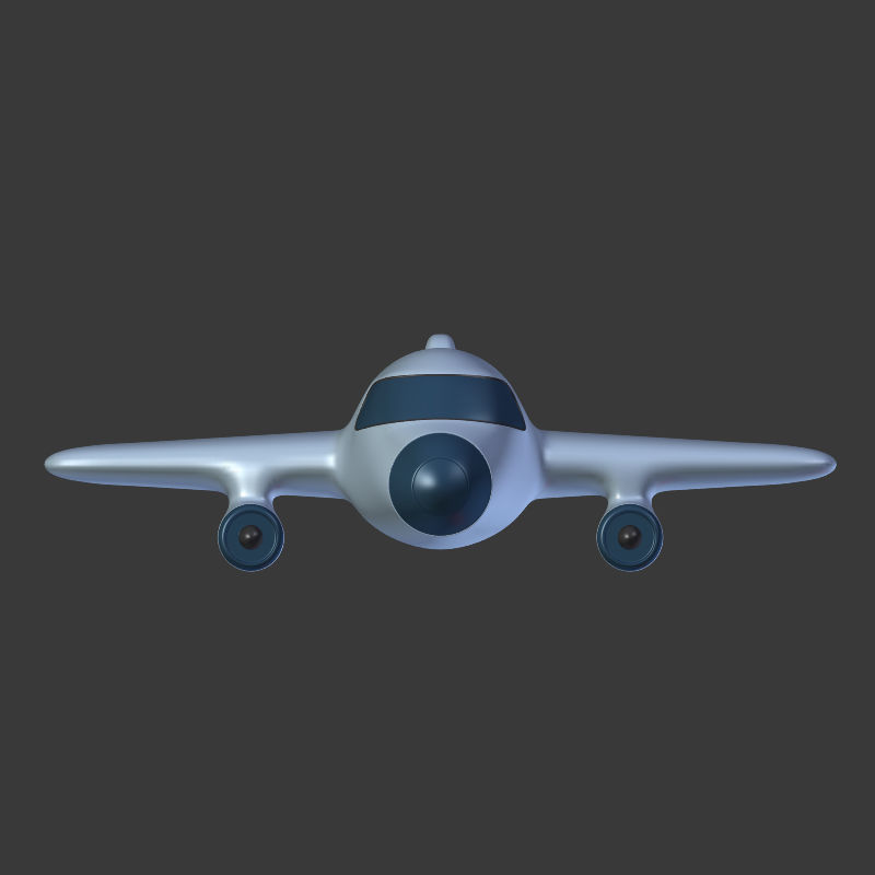 Cartoon Airplane Low-poly 3D model_10