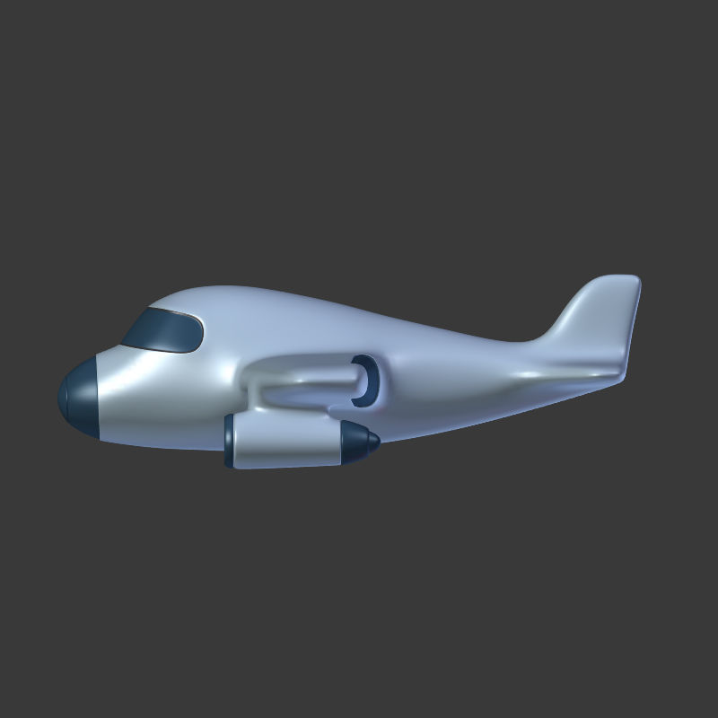 Cartoon Airplane Low-poly 3D model_9