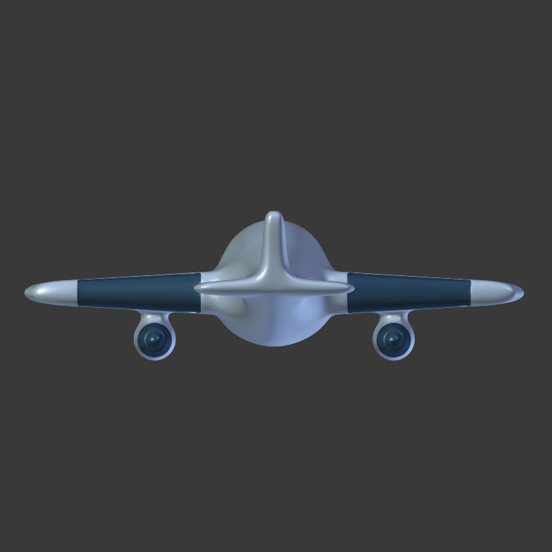 Cartoon Airplane Low-poly 3D model_8