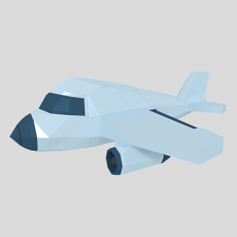 Cartoon Airplane Low-poly 3D model_1