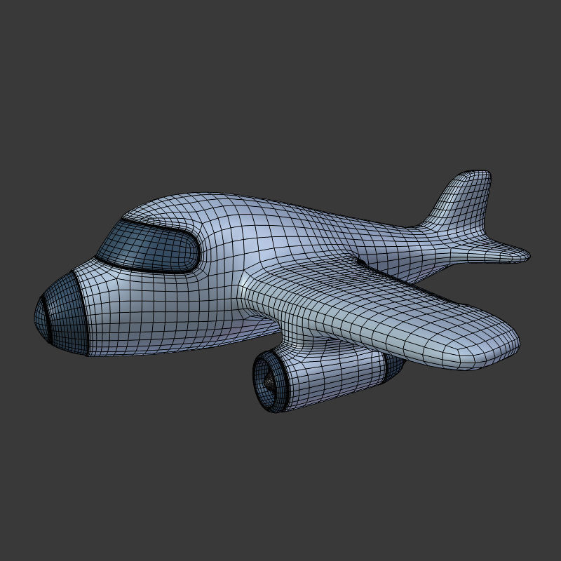 Cartoon Airplane Low-poly 3D model_7