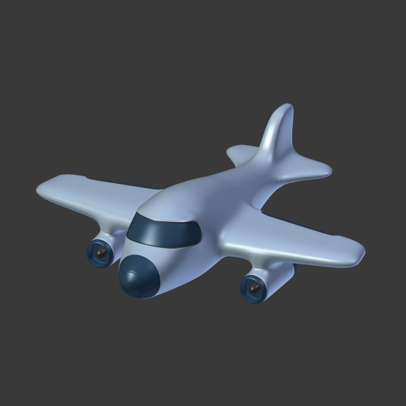 Cartoon Airplane Low-poly 3D model_13