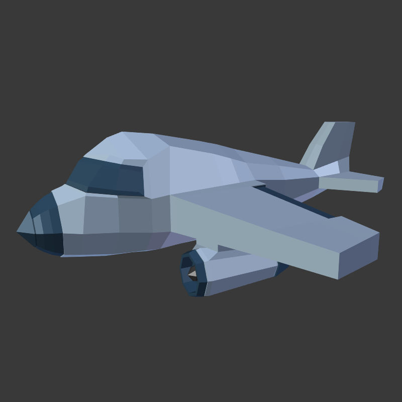 Cartoon Airplane Low-poly 3D model_4