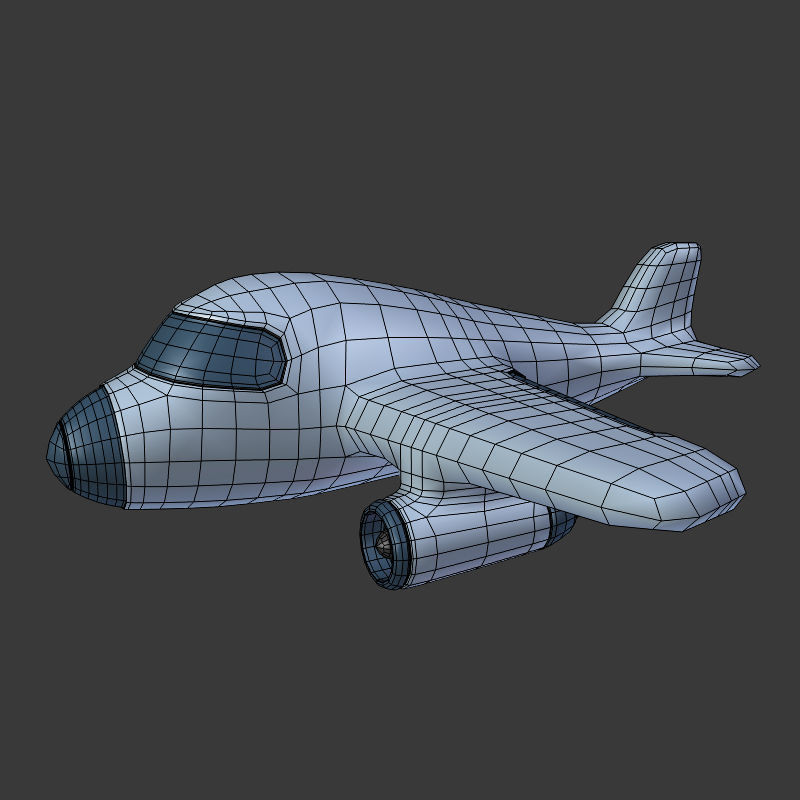 Cartoon Airplane Low-poly 3D model_6