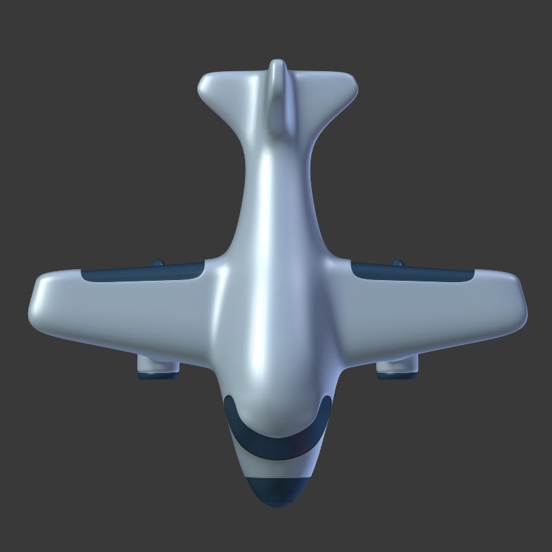 Cartoon Airplane Low-poly 3D model_11
