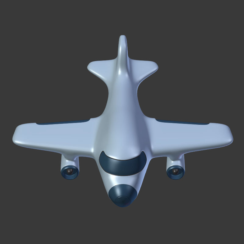 Cartoon Airplane Low-poly 3D model_14