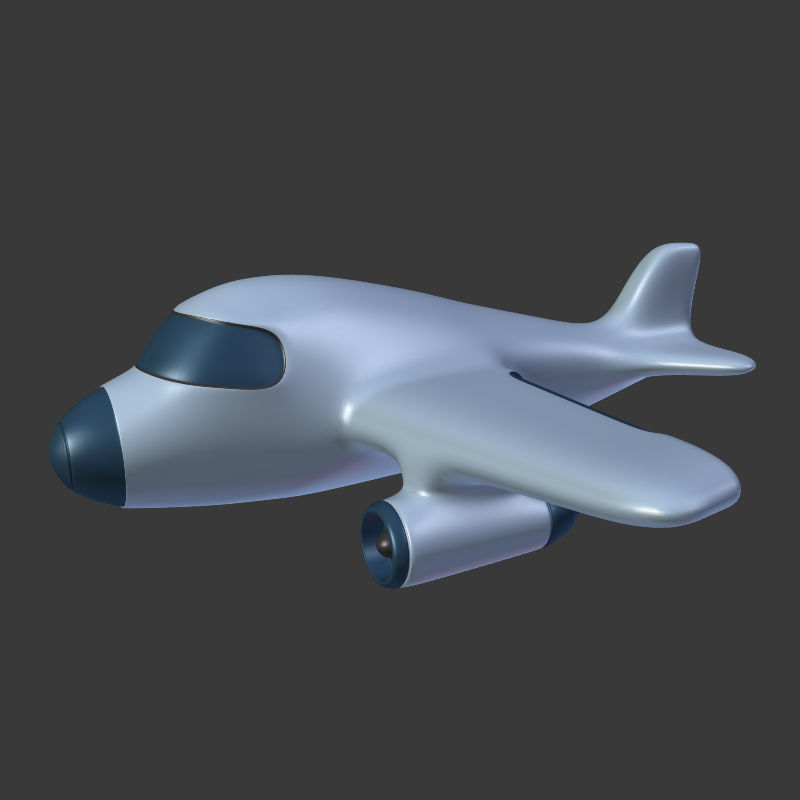 Cartoon Airplane Low-poly 3D model_2