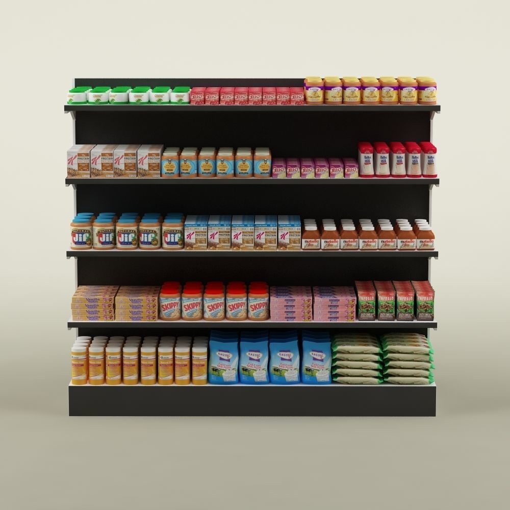 Storage shelving rack with food 02 3D model_2