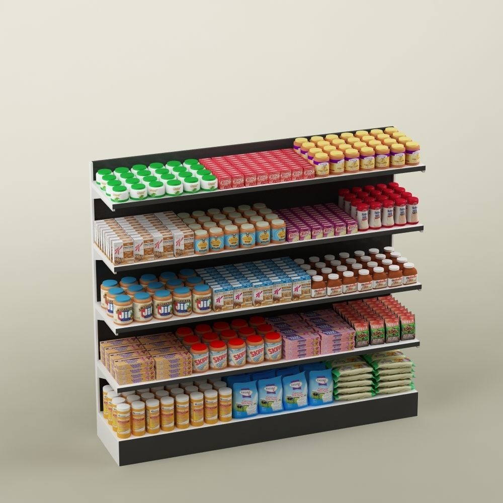Storage shelving rack with food 02 3D model_4