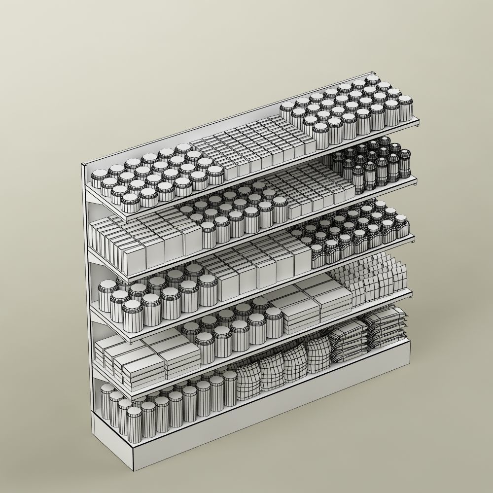 Storage shelving rack with food 02 3D model_6