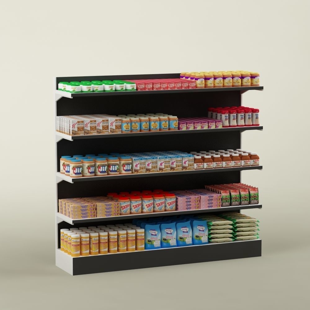 Storage shelving rack with food 02 3D model_3