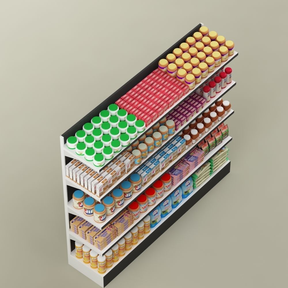 Storage shelving rack with food 02 3D model_5