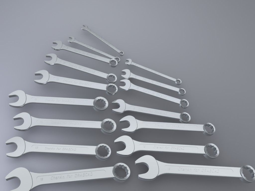 Set of combination spanner whenches - parametric Free 3D model_1