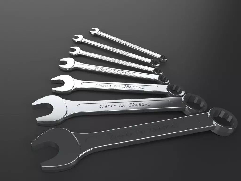 Set of combination spanner whenches - parametric Free 3D model_0