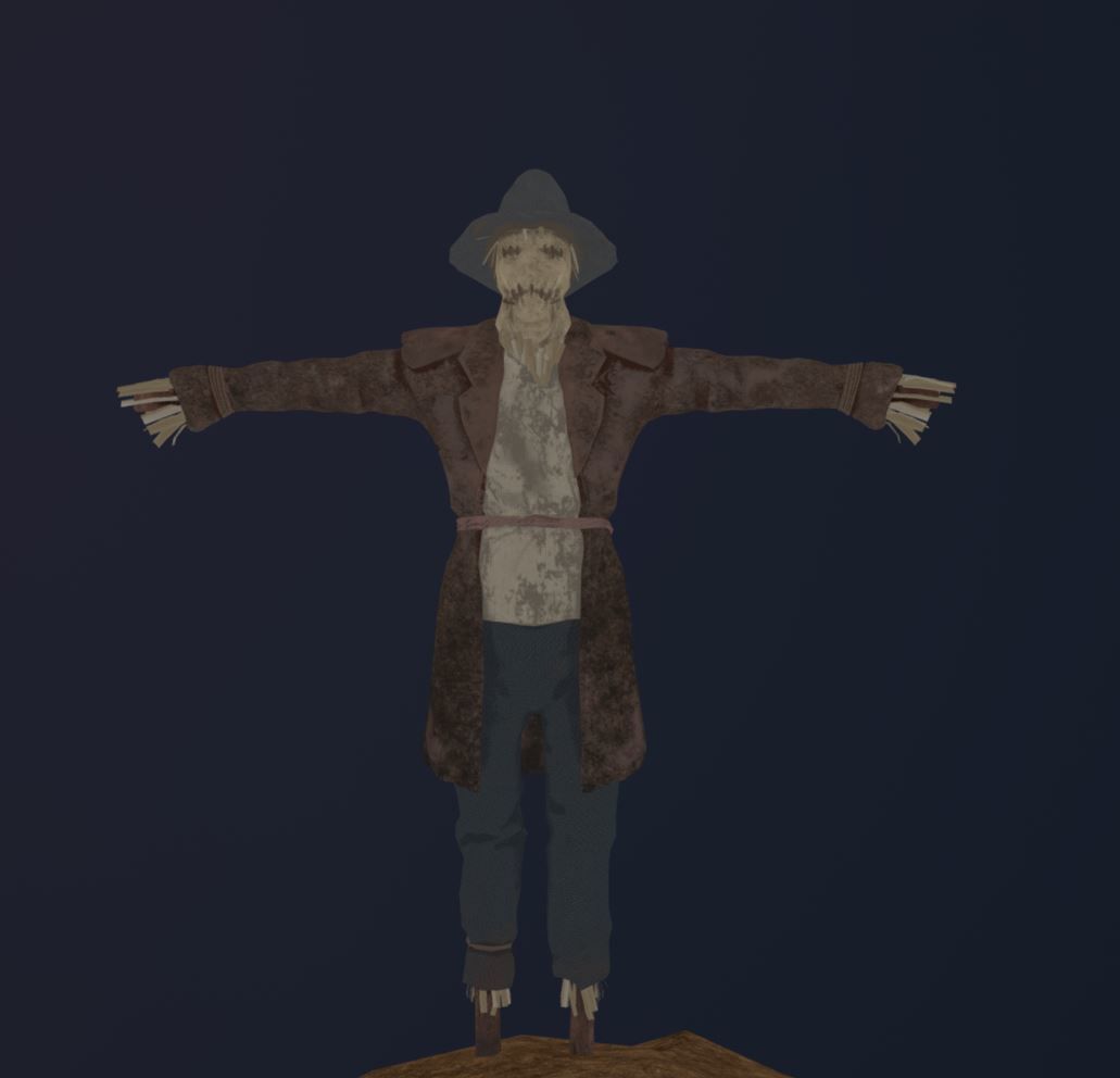 Scarecrow- game ready Prop I Character Low-poly 3D model_3