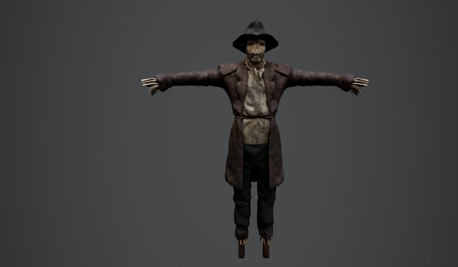 Scarecrow- game ready Prop I Character Low-poly 3D model_2