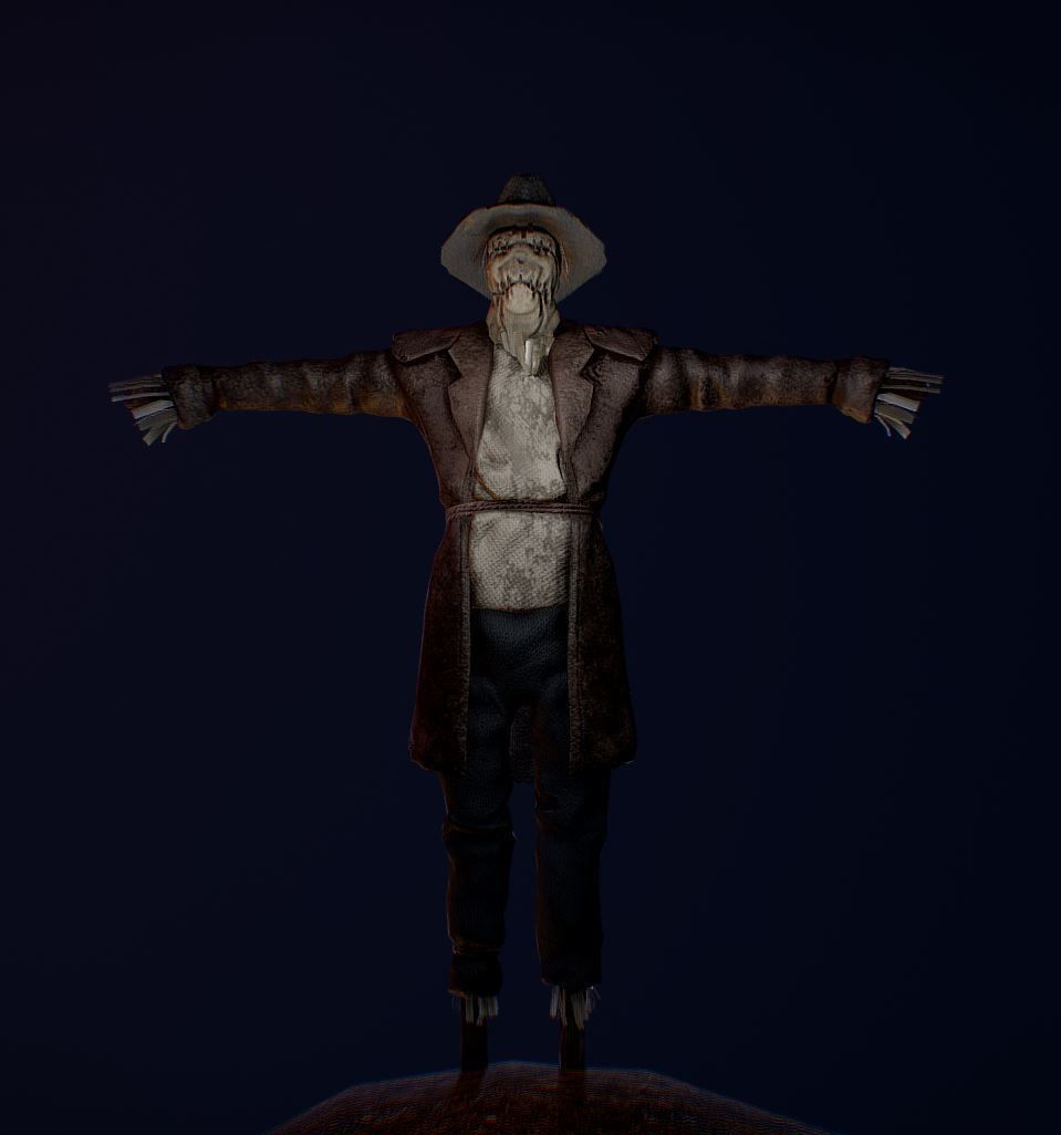 Scarecrow- game ready Prop I Character Low-poly 3D model_4