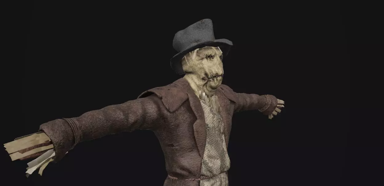 Scarecrow- game ready Prop I Character Low-poly 3D model_0