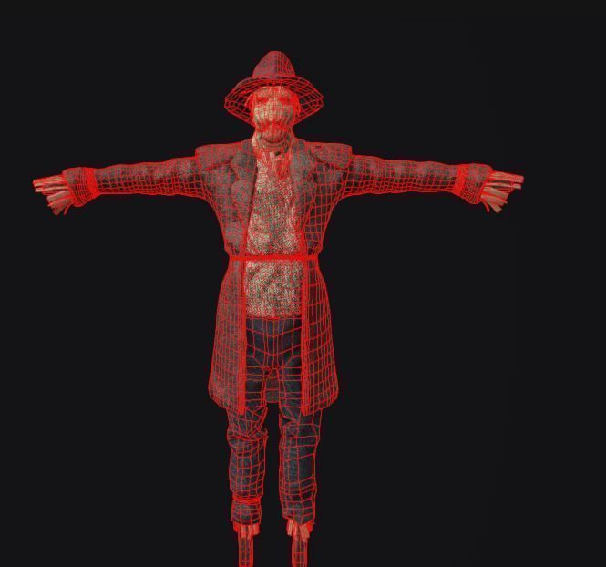 Scarecrow- game ready Prop I Character Low-poly 3D model_1