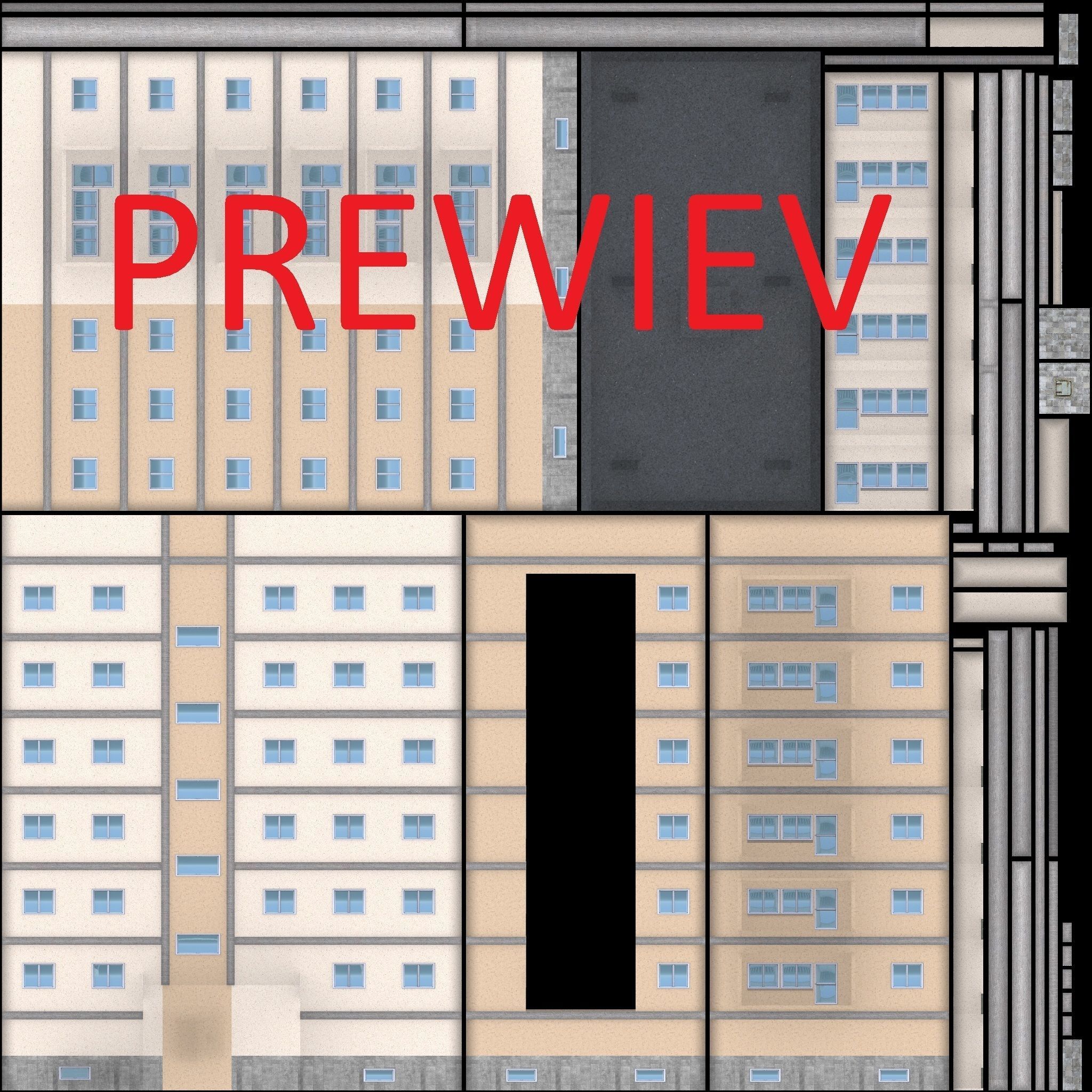 Blocks Buildings Residental Apartments Flats 26x Package Low-poly 3D model_9