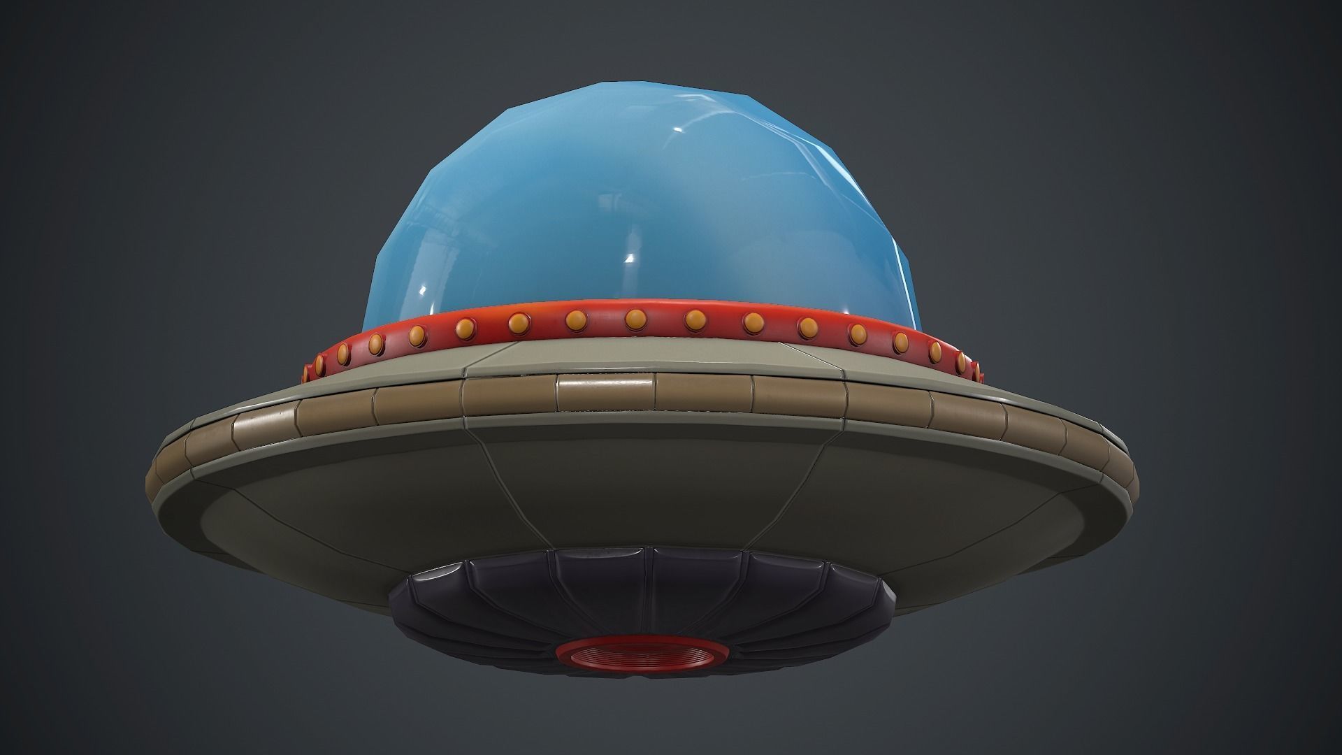 Cartoon UFO 1 PBR Game Ready Low-poly 3D model_12