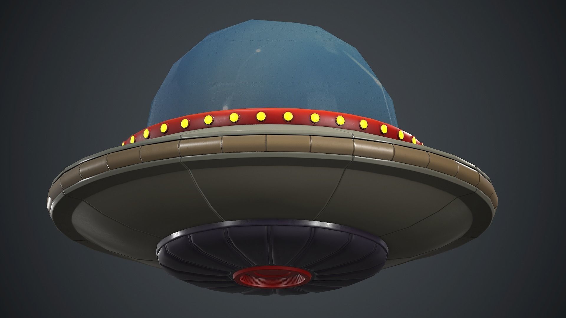 Cartoon UFO 1 PBR Game Ready Low-poly 3D model_5