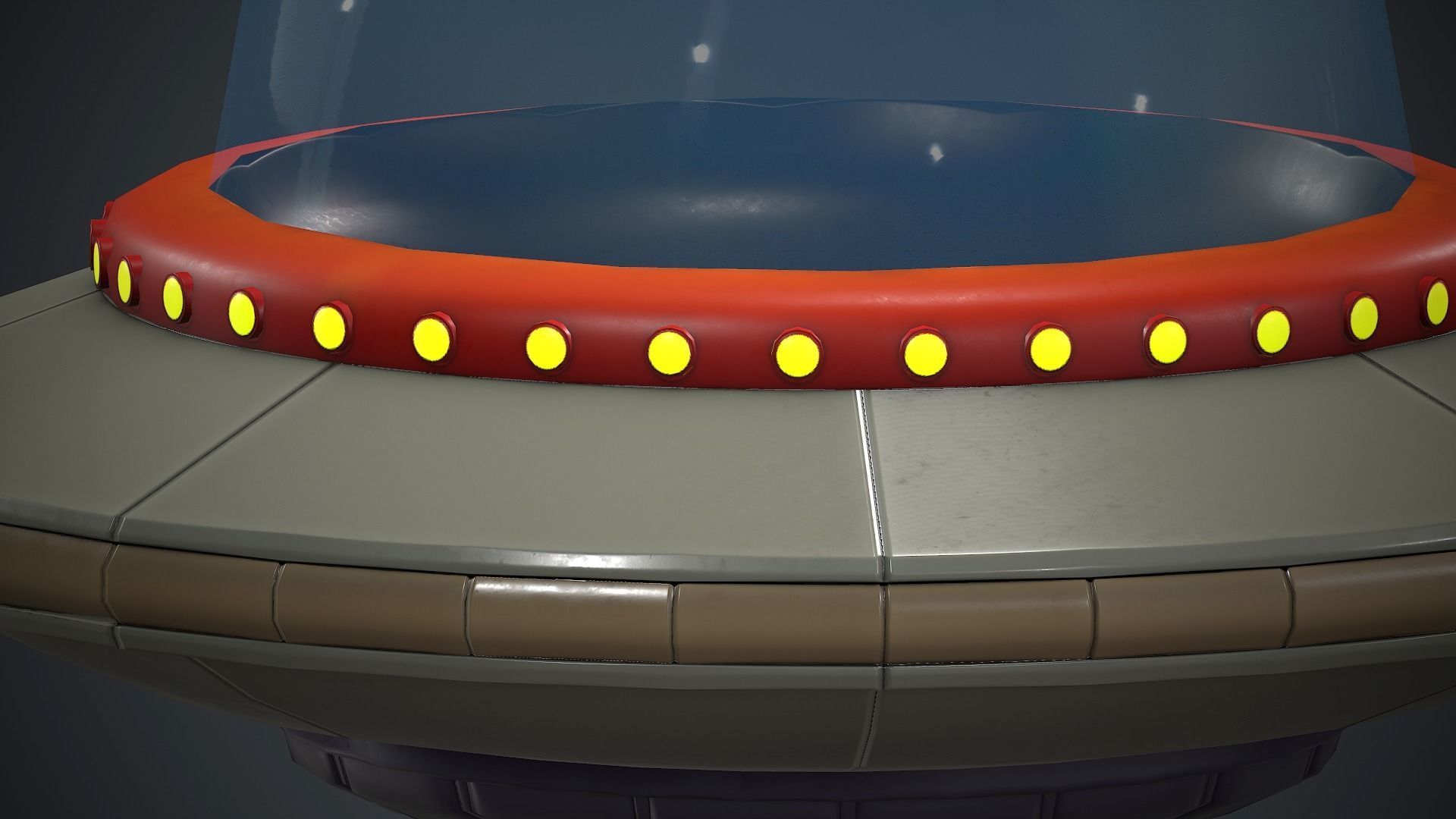 Cartoon UFO 1 PBR Game Ready Low-poly 3D model_9