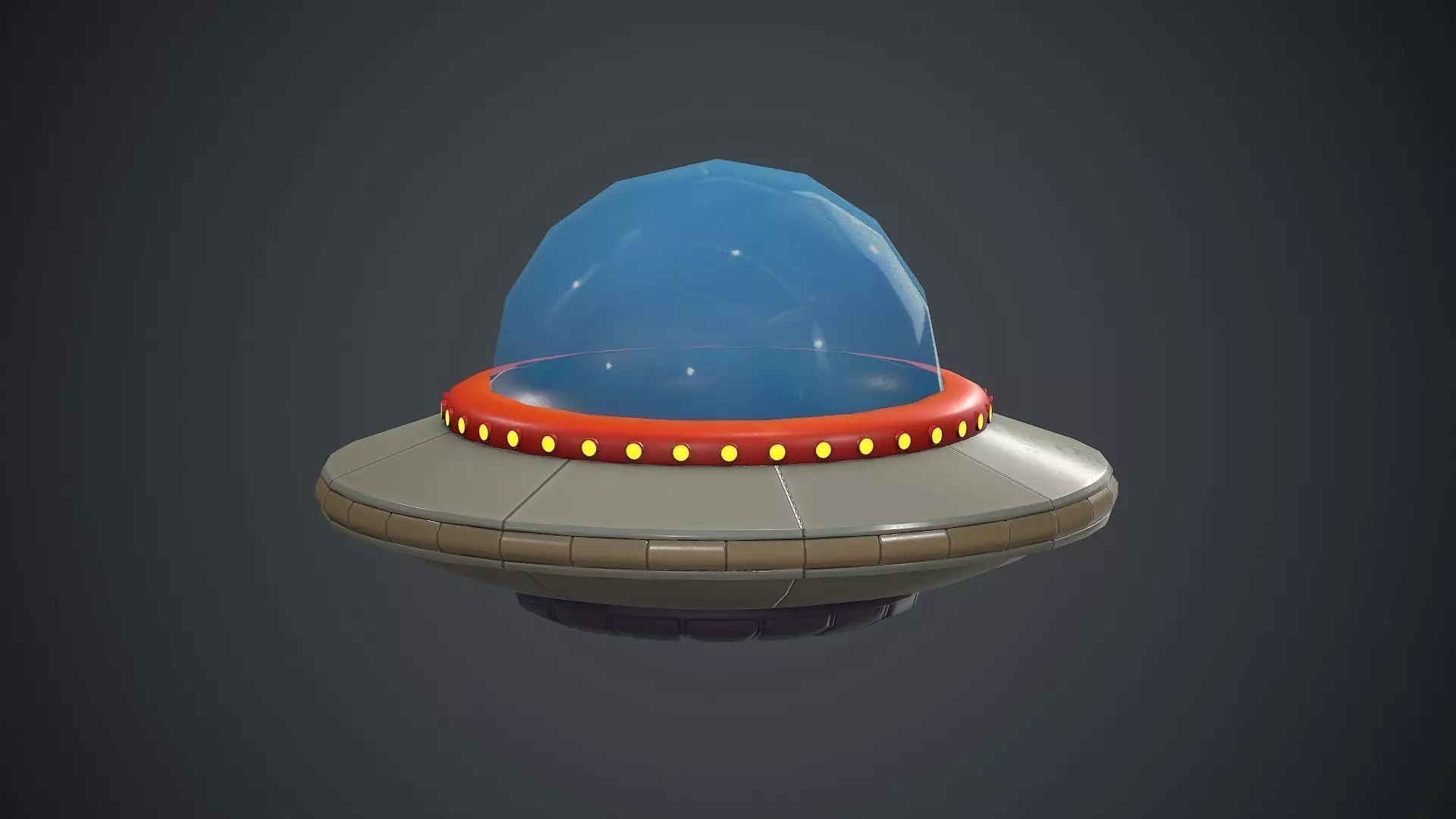 Cartoon UFO 1 PBR Game Ready Low-poly 3D model_0