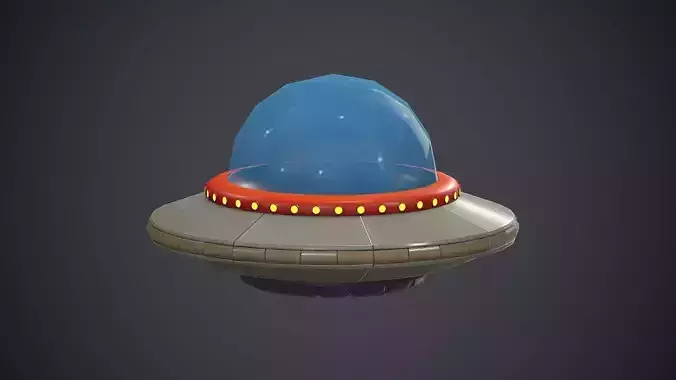 Cartoon UFO 1 PBR Game Ready Low-poly 3D model