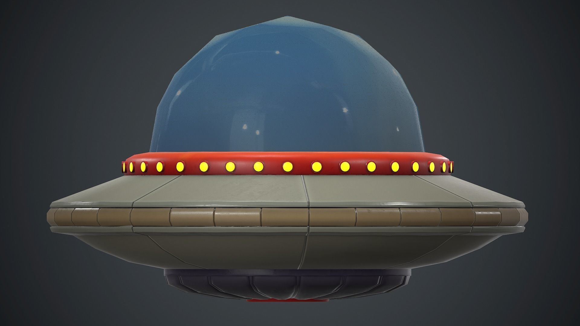 Cartoon UFO 1 PBR Game Ready Low-poly 3D model_13