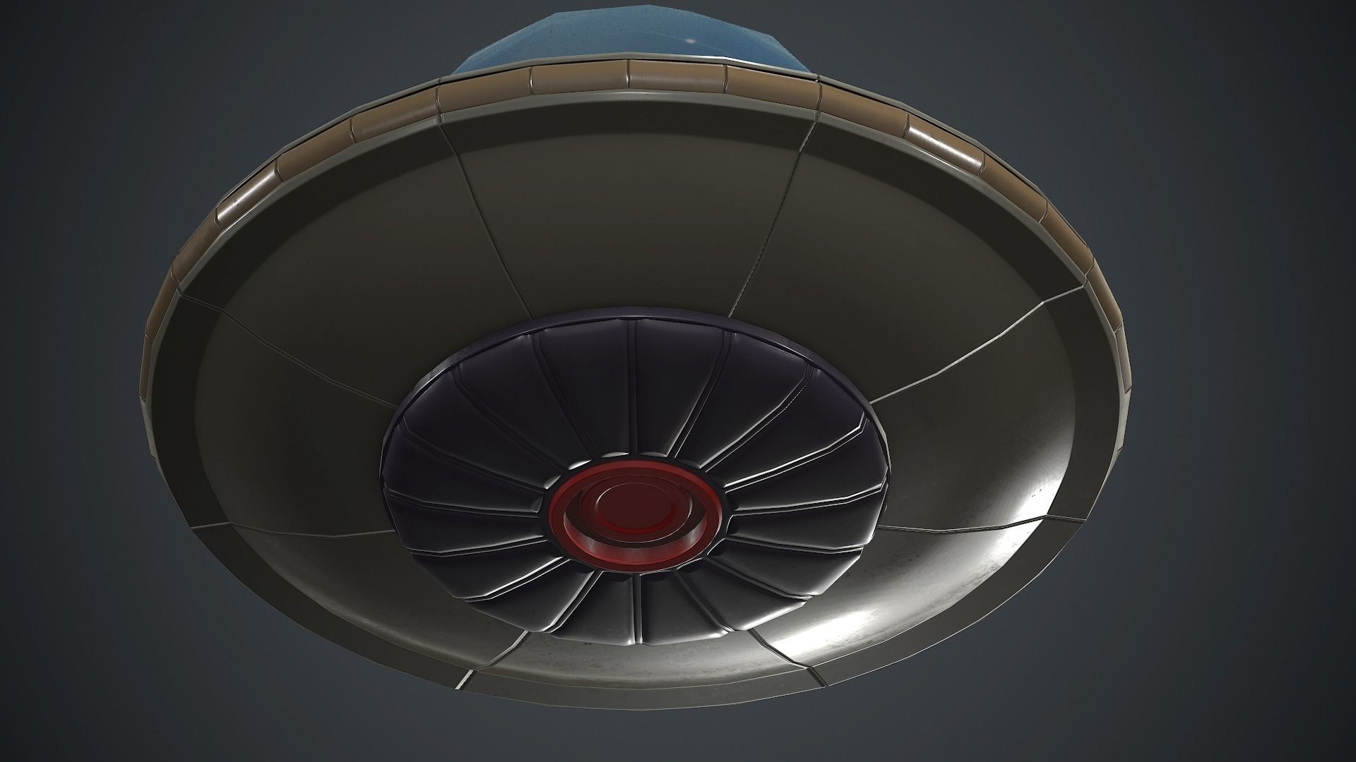 Cartoon UFO 1 PBR Game Ready Low-poly 3D model_8