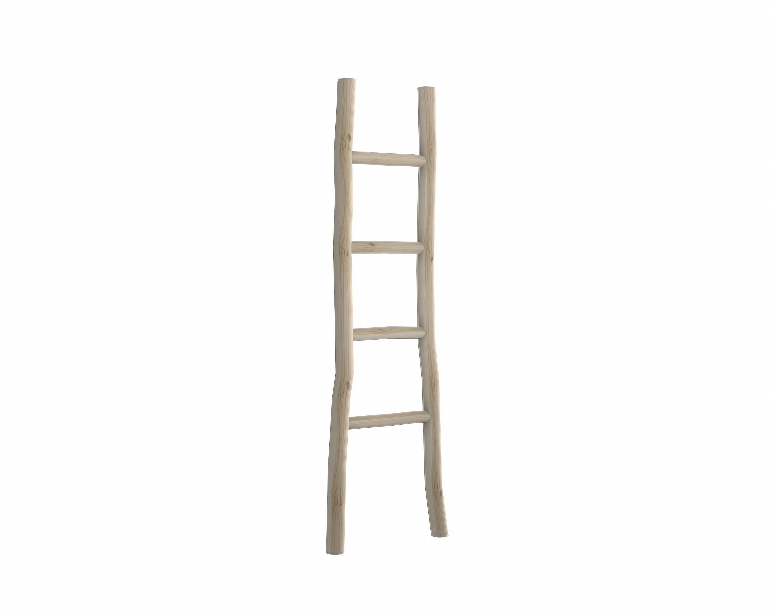 Low Poly Wood Ladder Low-poly 3D model_3