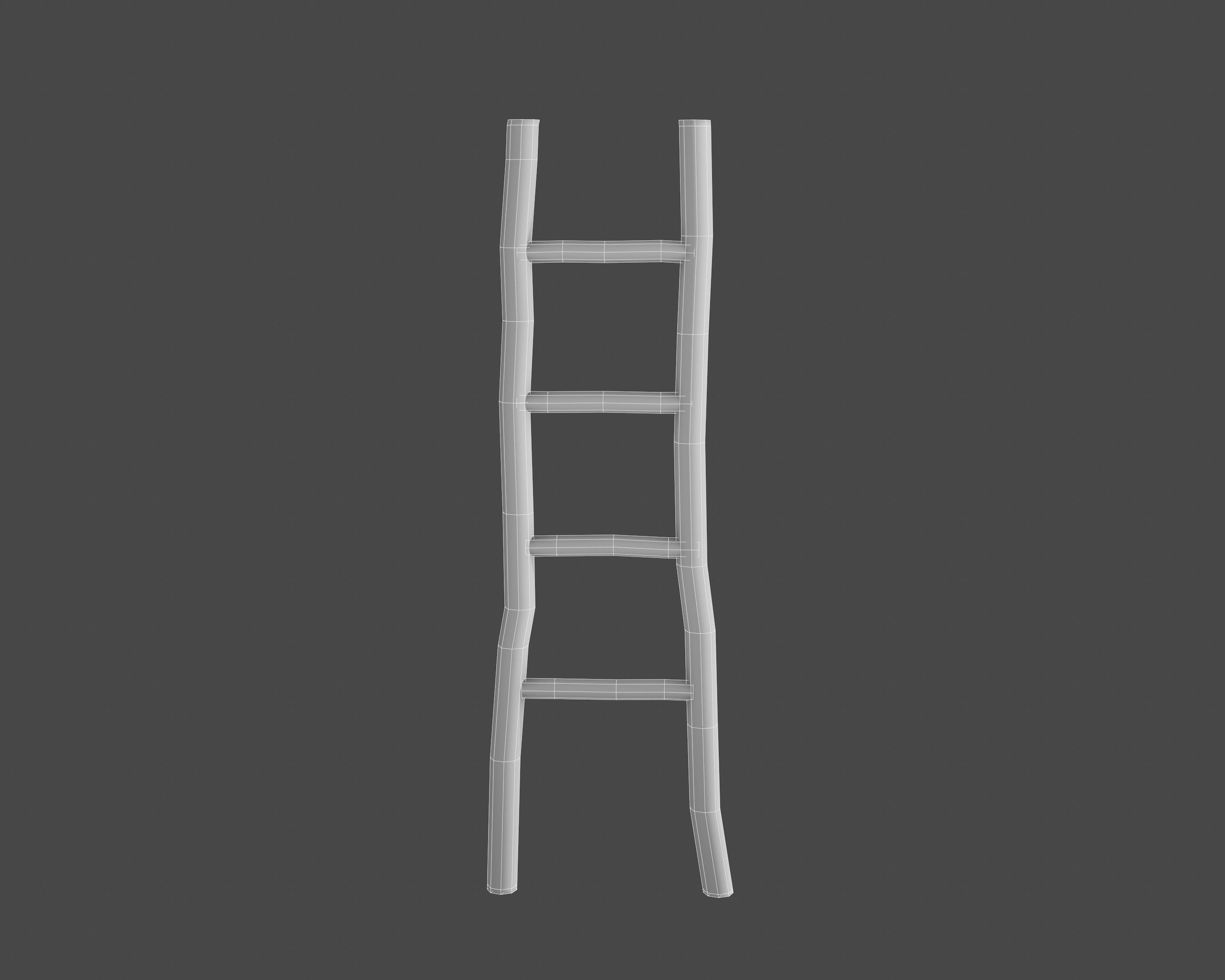 Low Poly Wood Ladder Low-poly 3D model_6