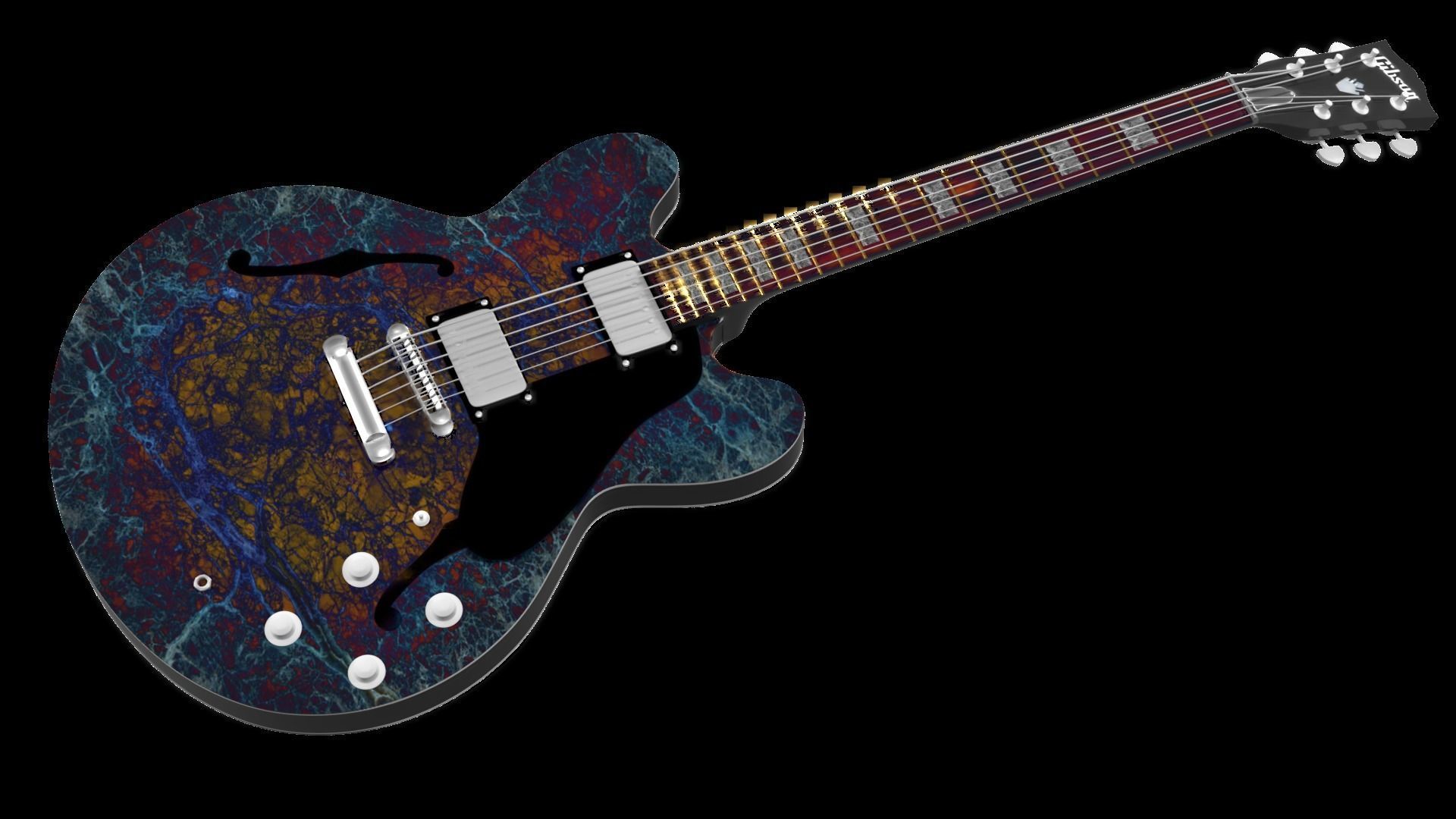 Guitar  Gibson ES-335 Low-poly 3D model_1