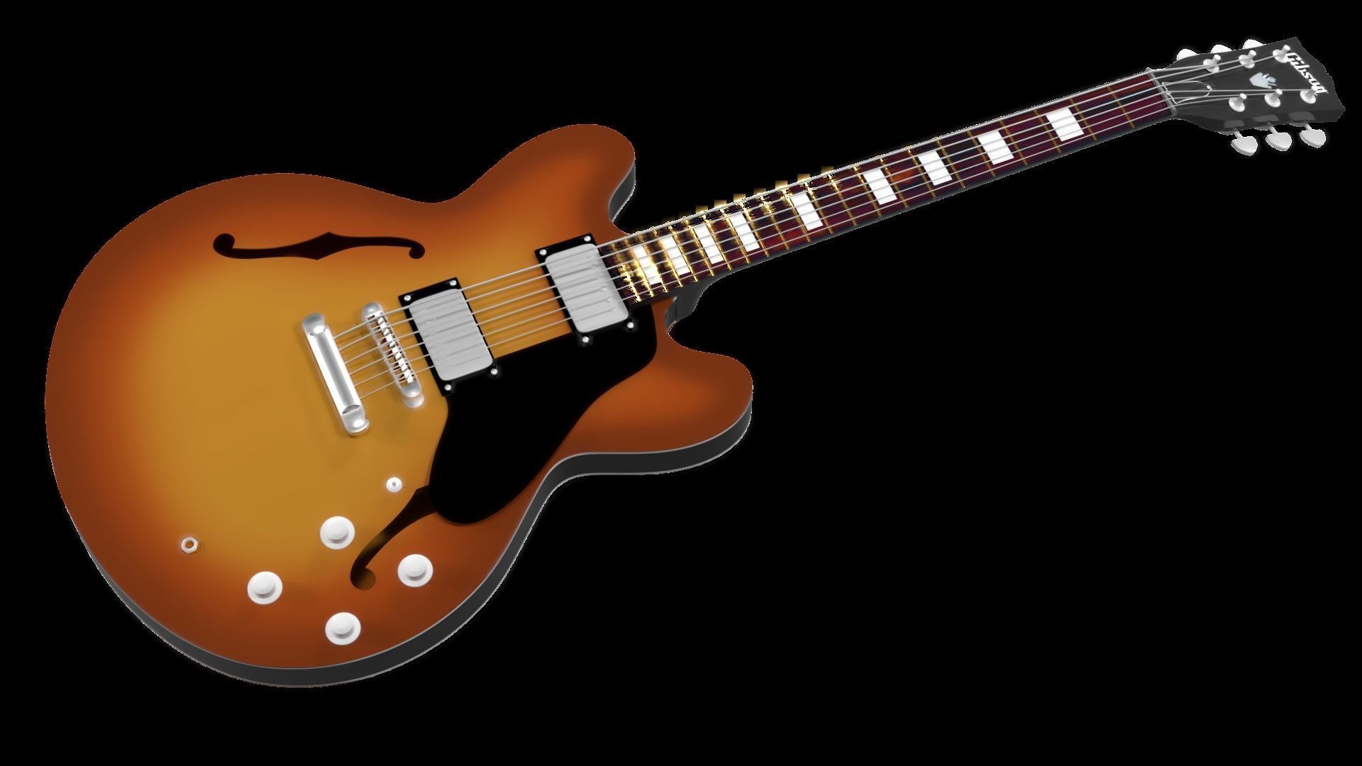 Guitar  Gibson ES-335 Low-poly 3D model_2