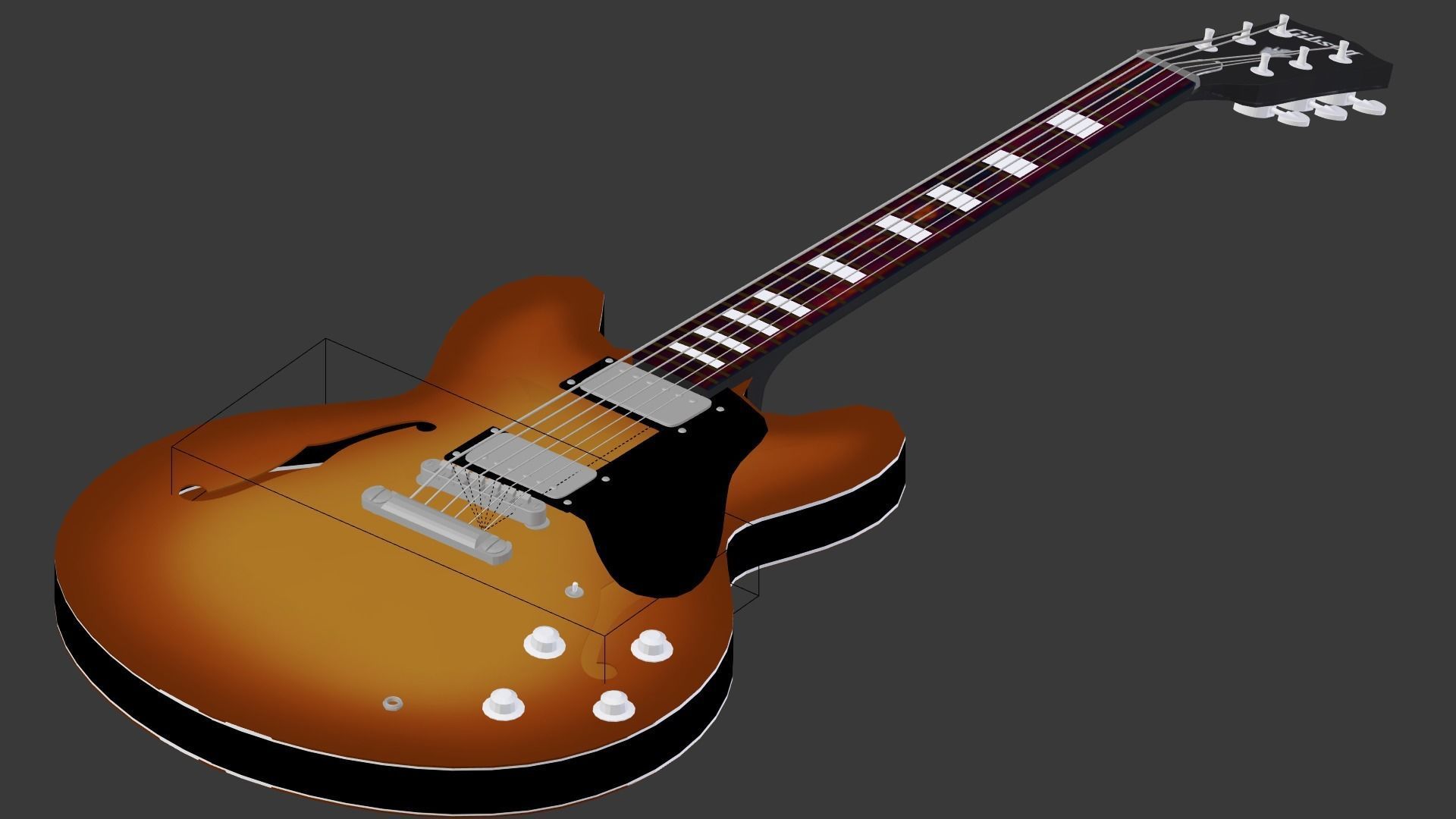 Guitar  Gibson ES-335 Low-poly 3D model_5