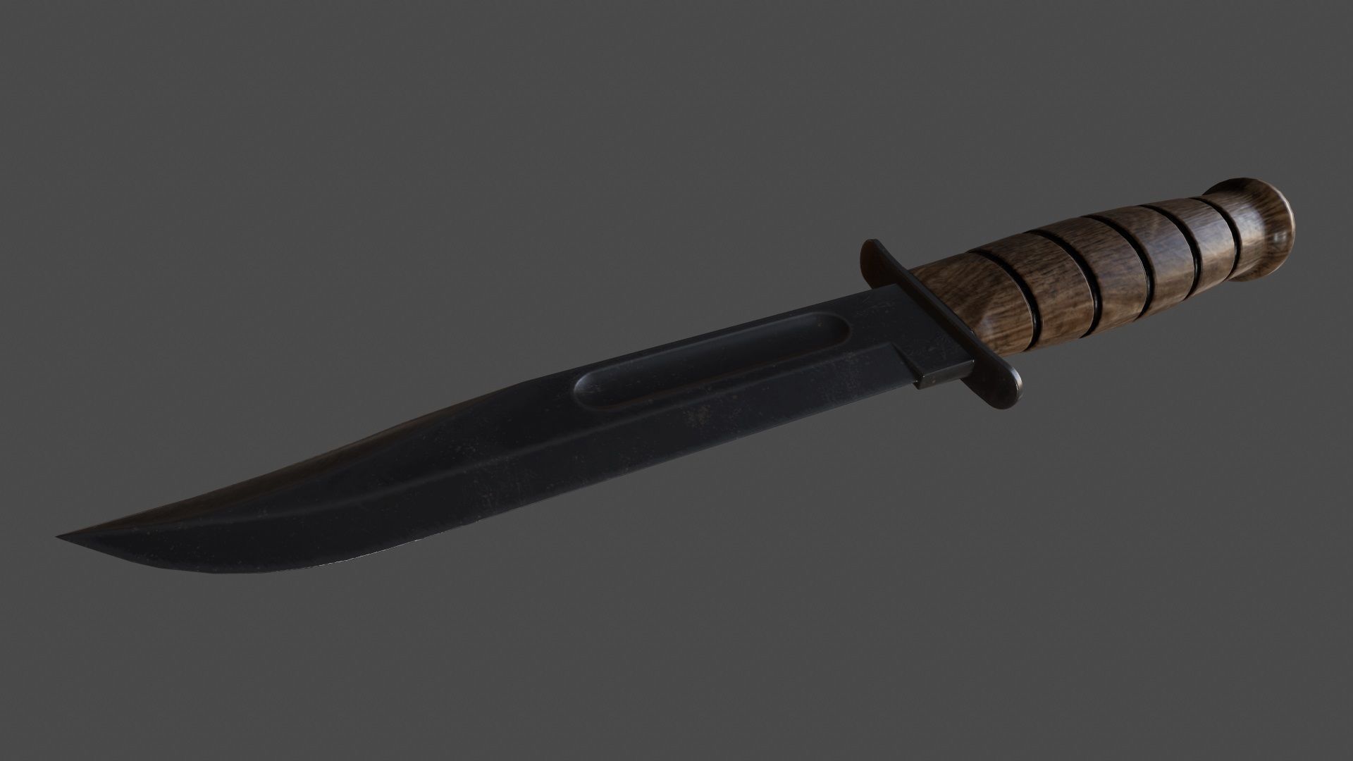 knife 9 with wooden handle Low-poly 3D model_11