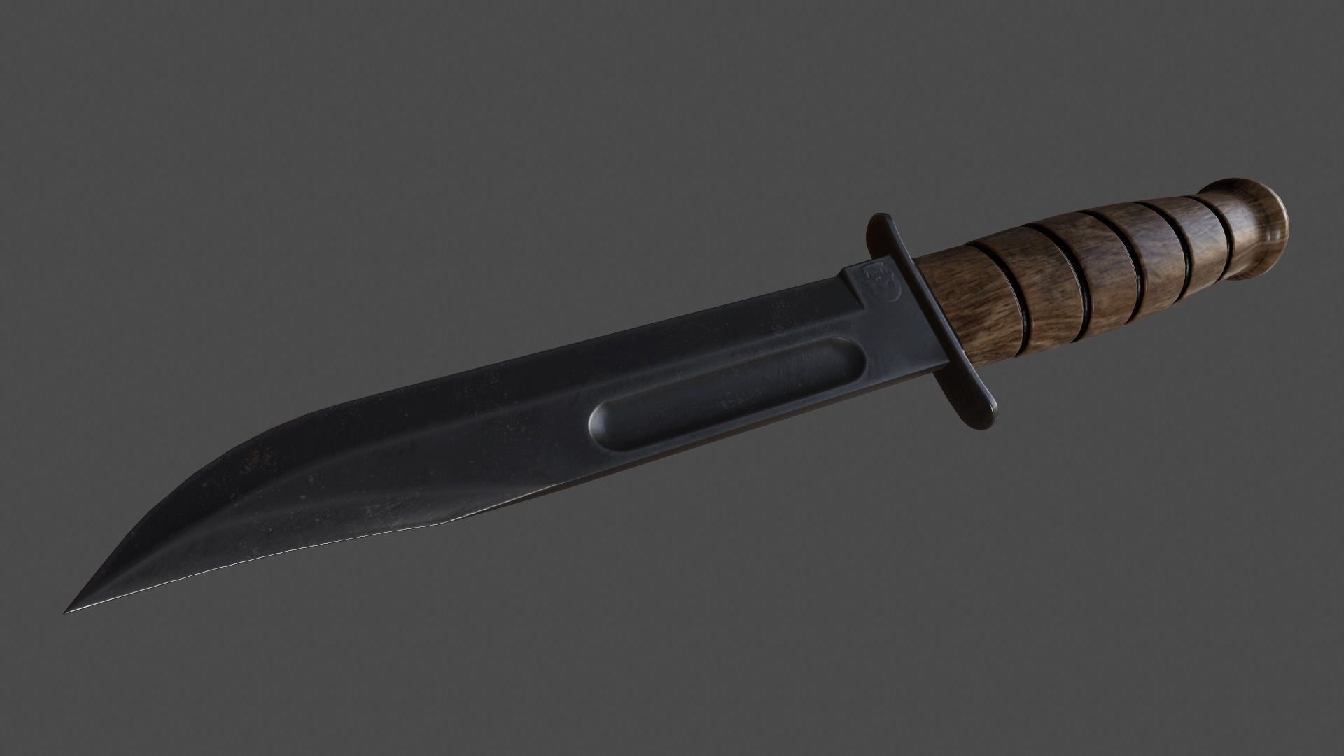 knife 9 with wooden handle Low-poly 3D model_6