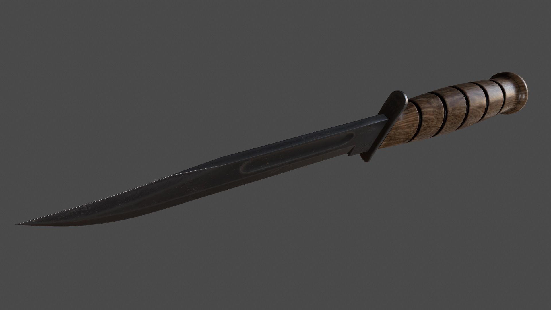 knife 9 with wooden handle Low-poly 3D model_3