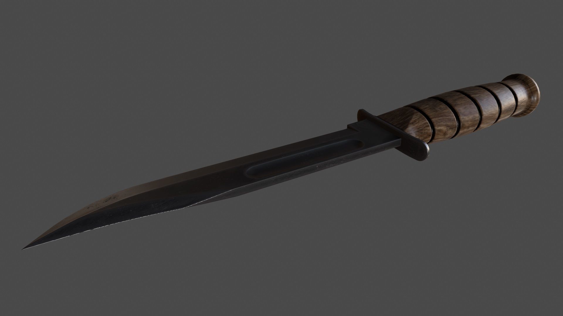 knife 9 with wooden handle Low-poly 3D model_5