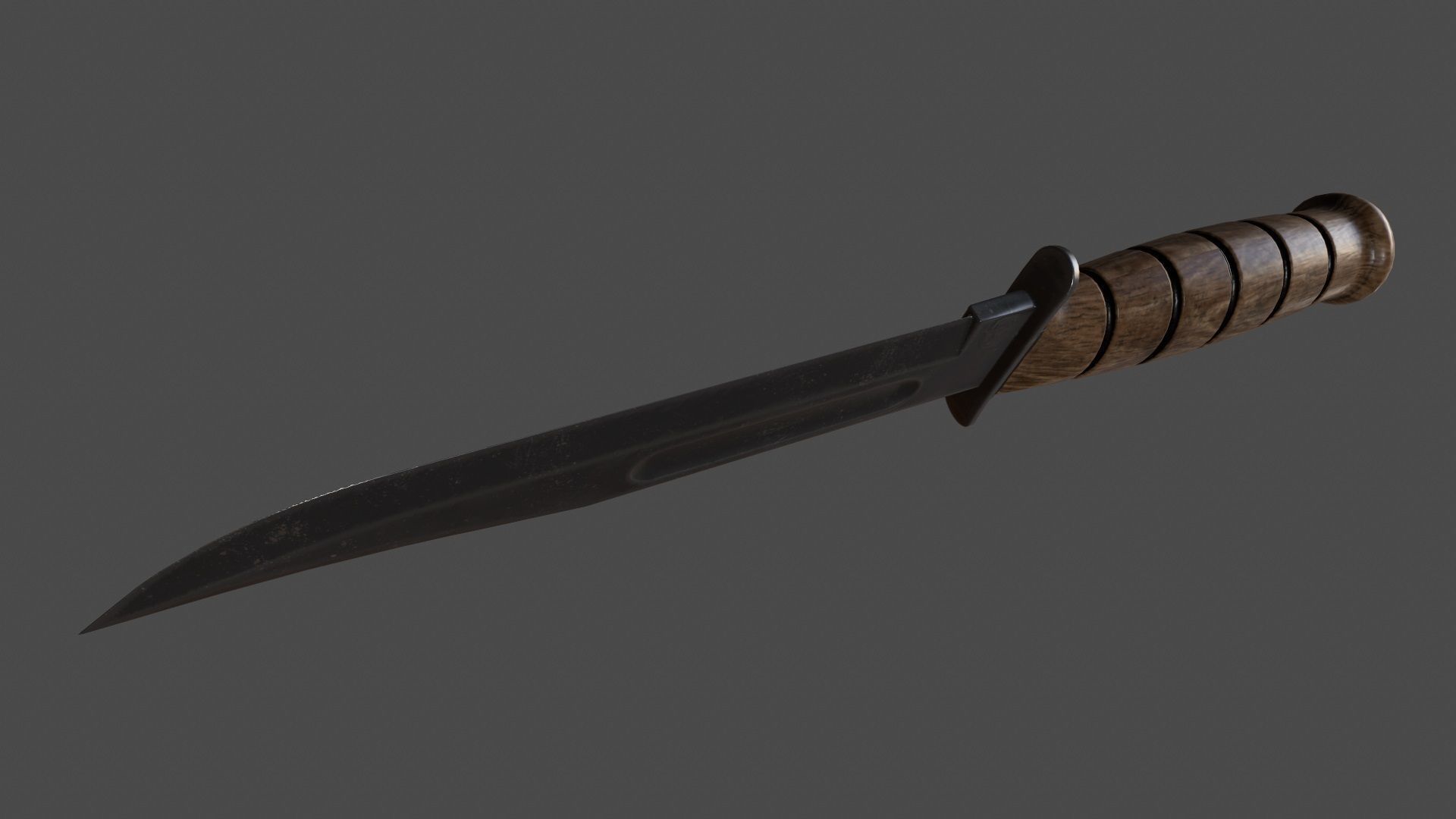 knife 9 with wooden handle Low-poly 3D model_9