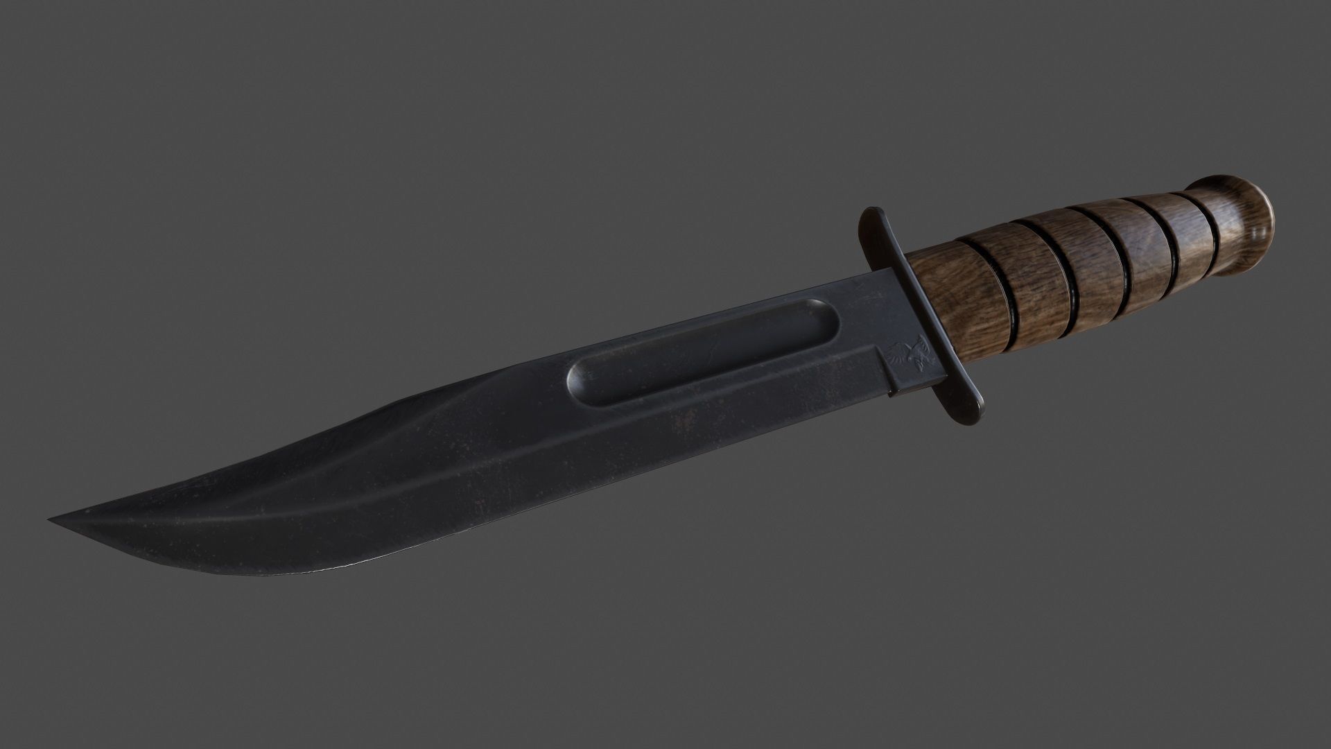 knife 9 with wooden handle Low-poly 3D model_12