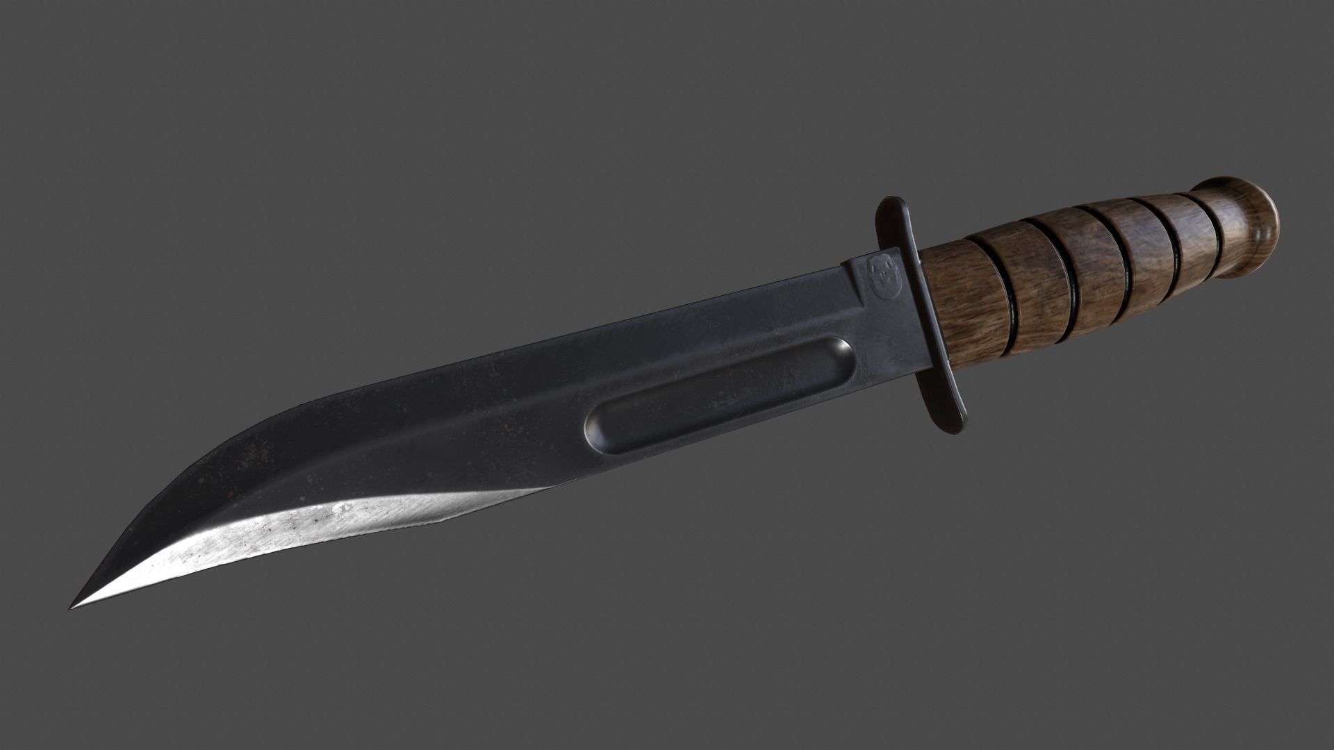 knife 9 with wooden handle Low-poly 3D model_7