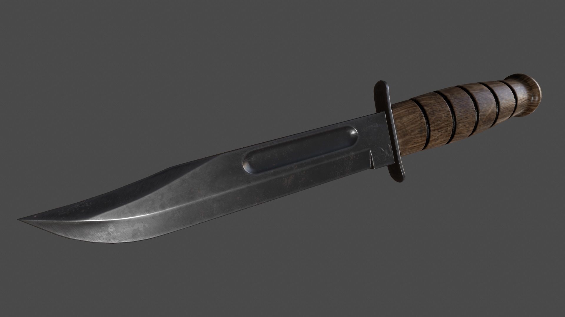 knife 9 with wooden handle Low-poly 3D model_1
