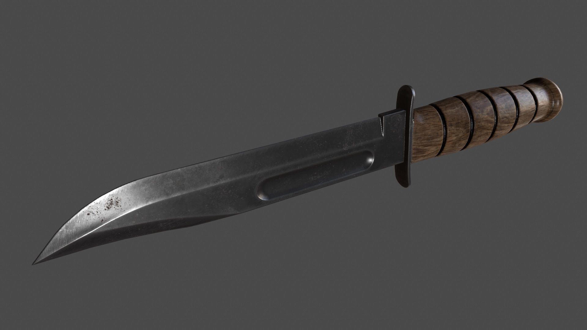 knife 9 with wooden handle Low-poly 3D model_8