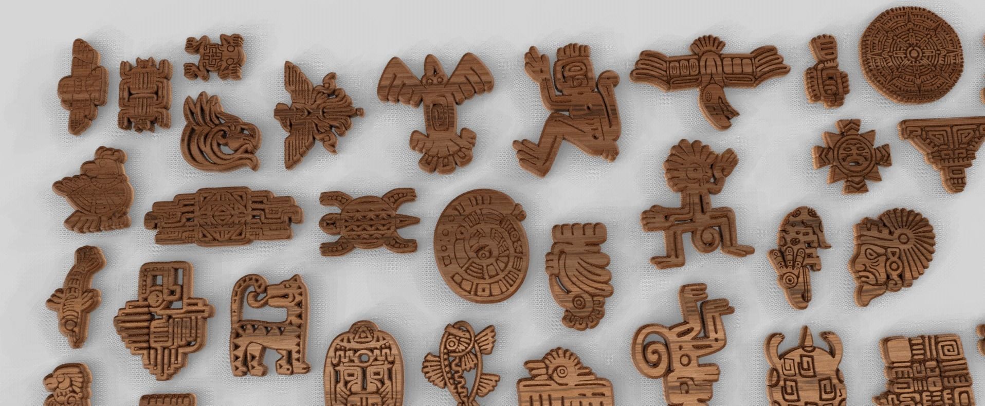 Mayan Animal Symbols Low-poly 3D model_10
