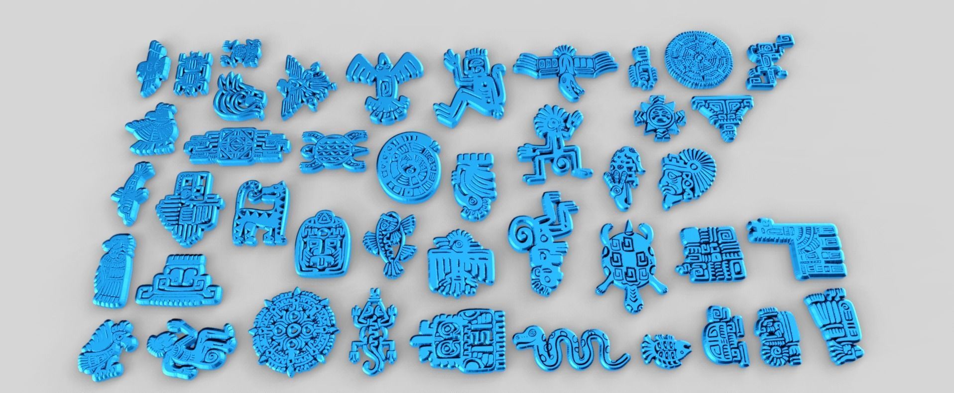Mayan Animal Symbols Low-poly 3D model_8
