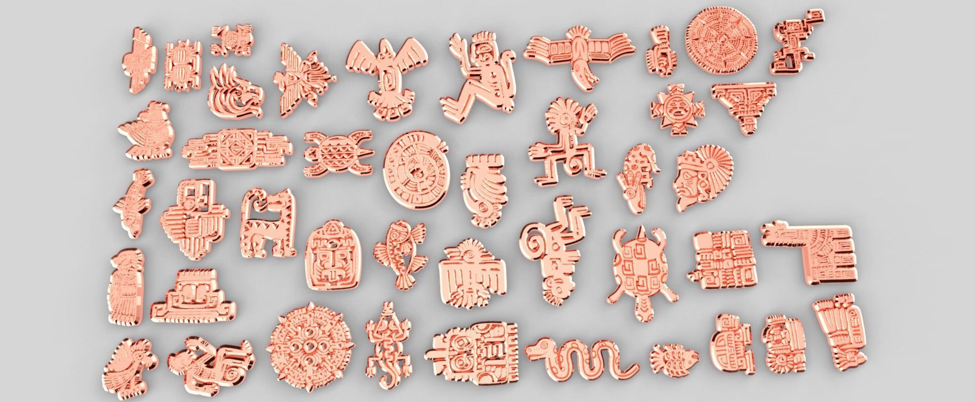 Mayan Animal Symbols Low-poly 3D model_2