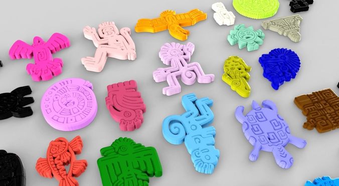 Mayan Animal Symbols Low-poly 3D model